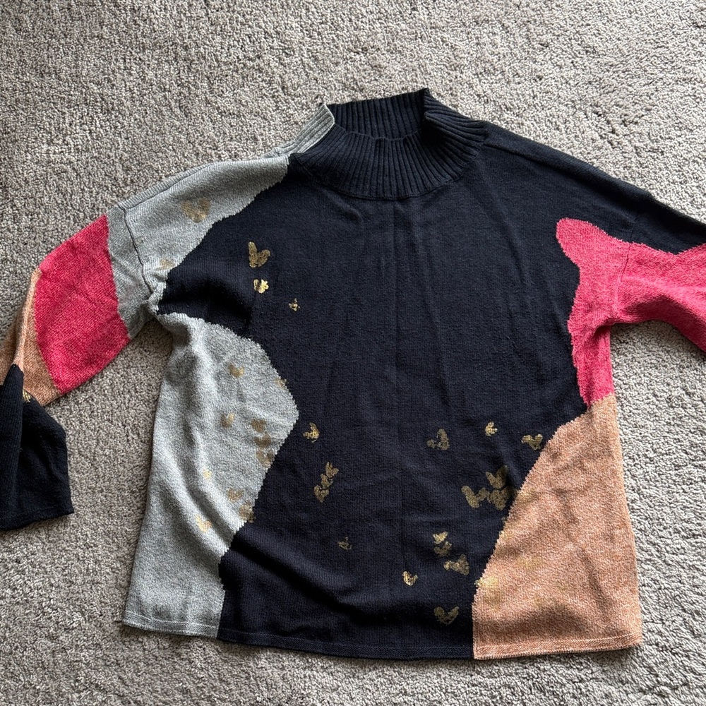 NIC+ZOE Multicolor Cowl Neck Sweater